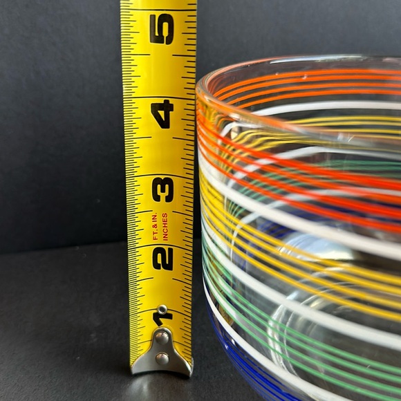 Rainbow Striped Glass Bowl Ice Bucket 6” EUC - Picture 9 of 14